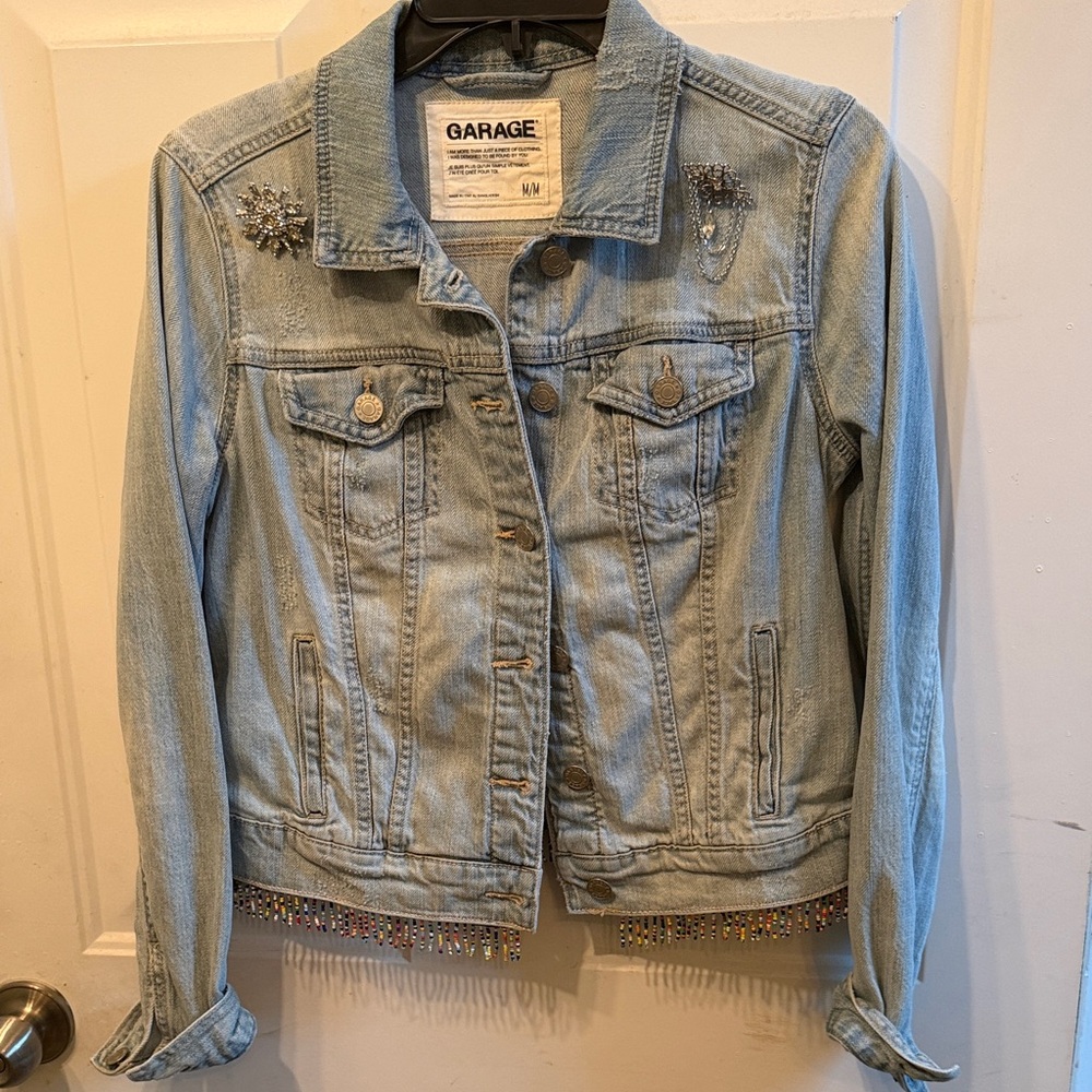 Garage Light Blue Jean Jacket with Sparkling Details